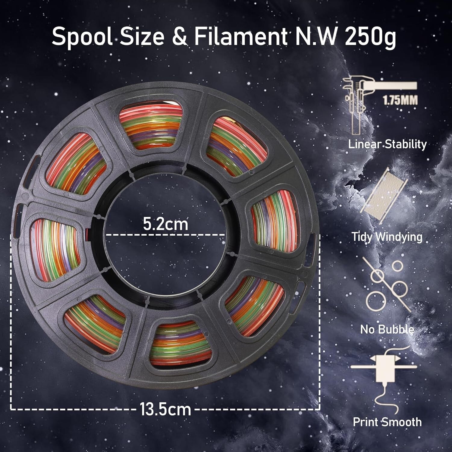 Glow-in-the-Dark PLA 3D Printer Filament 5x250g Bundle – Creative Colors