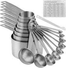 Load image into Gallery viewer, Eco-Friendly Stainless Steel Measuring Cups Set - 19 Pieces for Precise Cooking