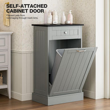Load image into Gallery viewer, Elegant 10-Gallon Freestanding Wood Recycling Storage &amp; Trash Cabinet in Gray