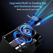 Load image into Gallery viewer, High-Speed Aluminum Dual Bay Drive Enclosure with Silent Cooling &amp; Expansion
