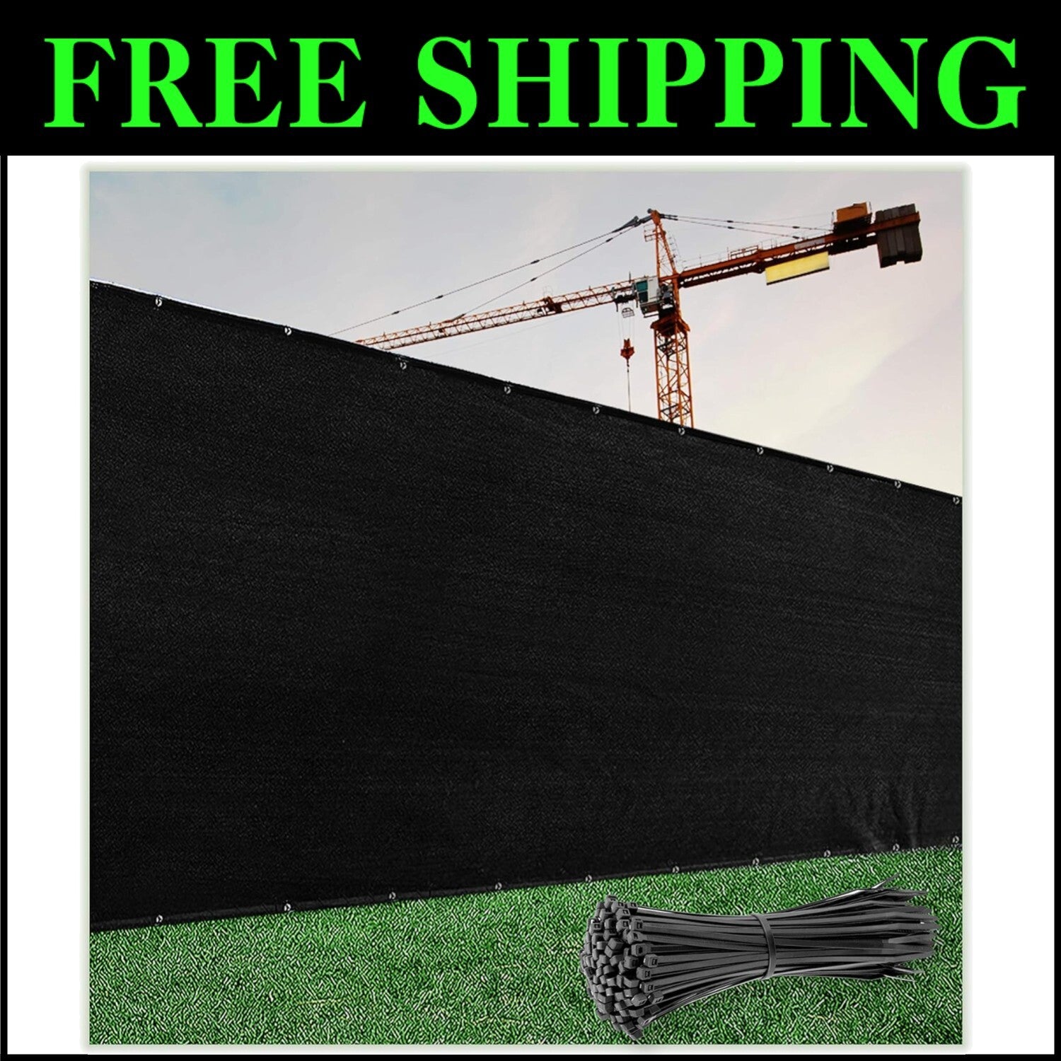 Commercial Grade 170 GSM Black Fence Privacy Screen - 90% Visibility Blockage