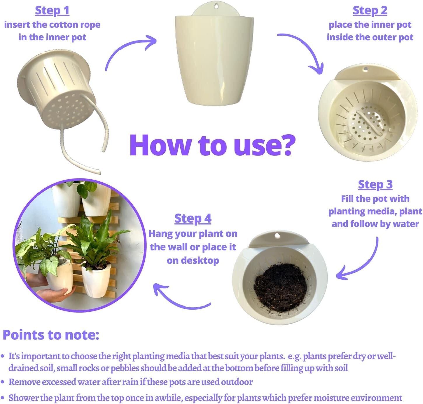 10-Pack Self-Watering Vertical Wall Planters for Stylish Indoor Herbs, 5"