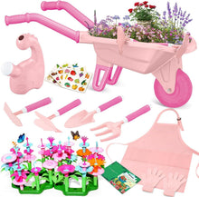 Load image into Gallery viewer, Colorful Kids Gardening Toys - 16-Piece Set with Wheelbarrow &amp; Learning Tools