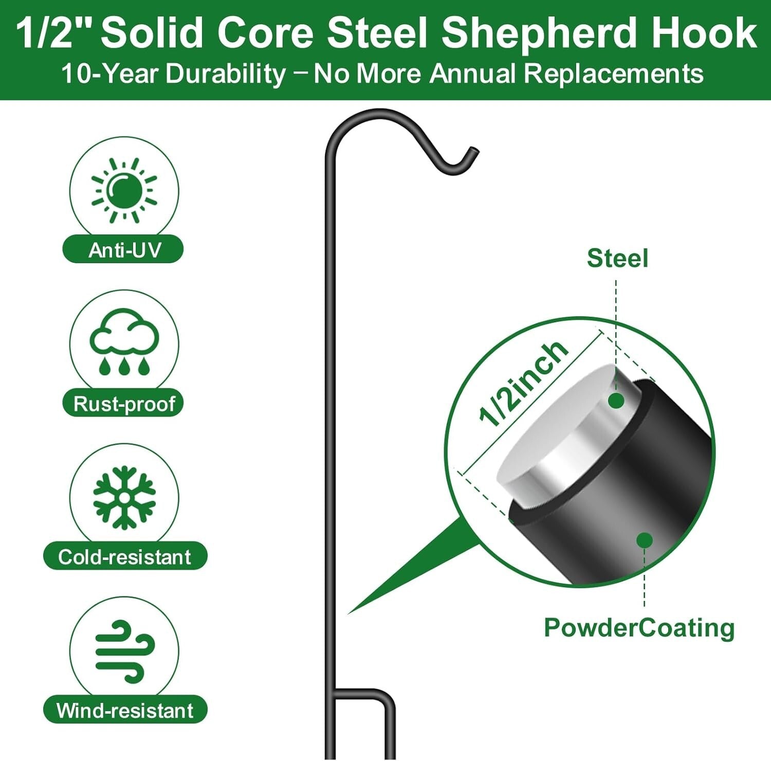 Multi-Purpose 65in Heavy Duty Shepherd Hooks – Perfect for Garden Decor & Events