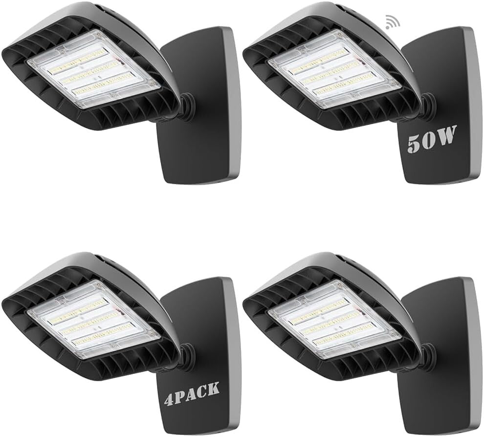 Energy-Saving 50W LED Flood Light Set - IP65 Waterproof, Dusk to Dawn Automation
