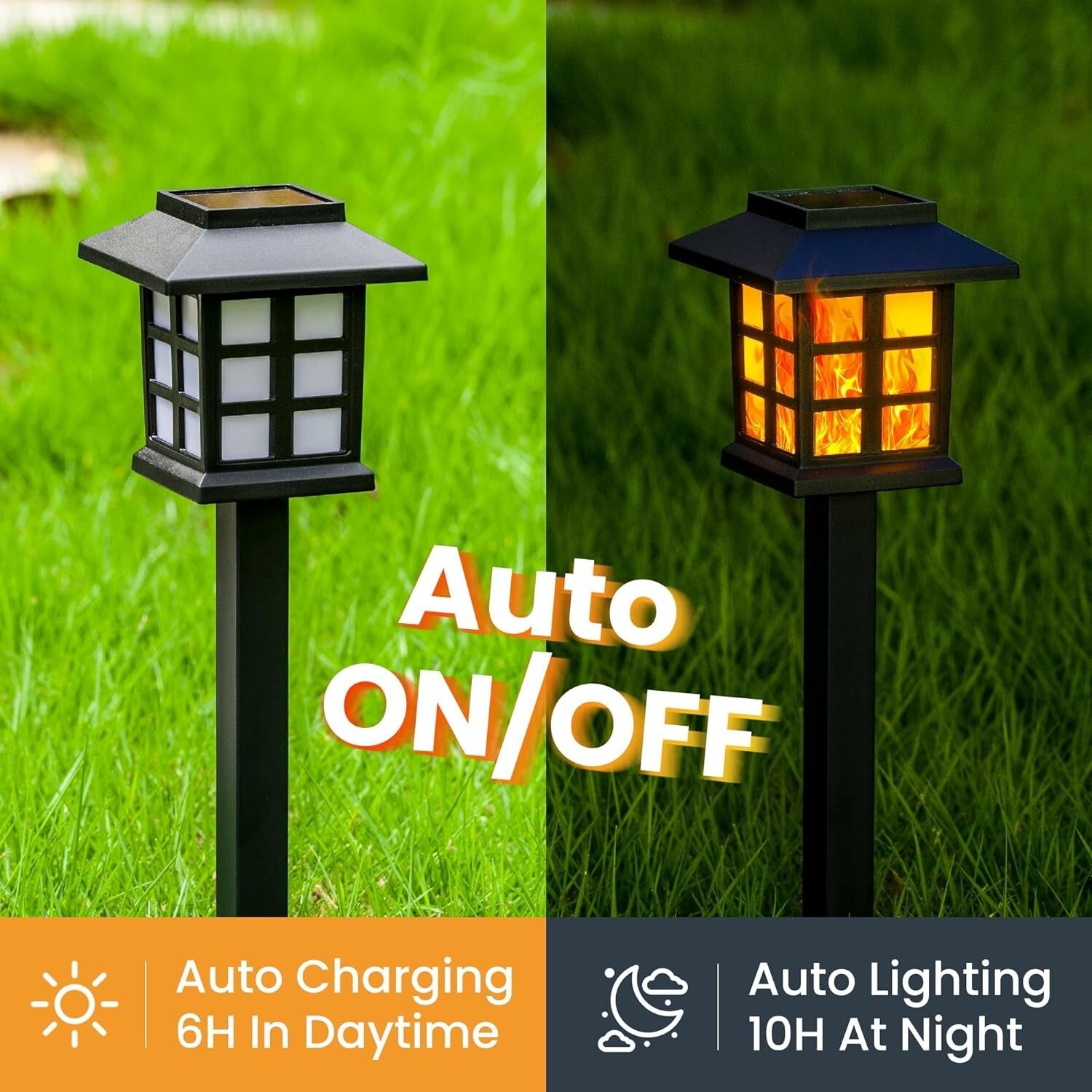 10-Piece Decorative Solar Lights - Flickering Flame Design for Outdoor Elegance