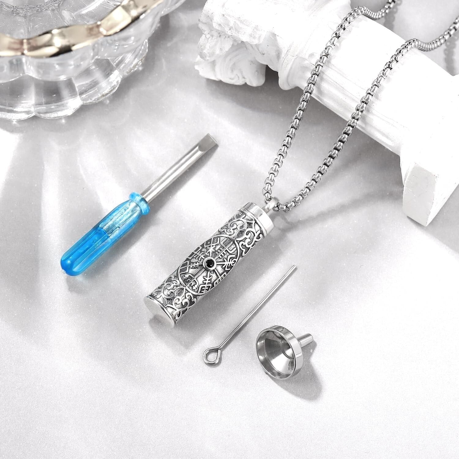 Meaningful Viking Compass Cremation Jewelry for Loved Ones - Versatile Gift Idea