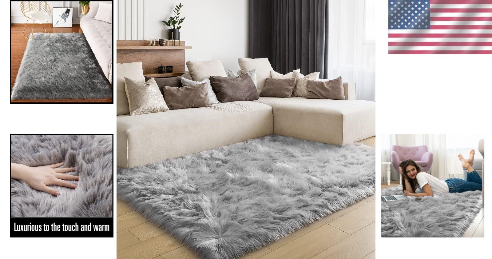 Elegant 4x6 Feet Furry Sheepskin Rug - Perfect for Living Rooms & Bedrooms