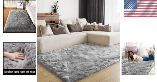 Elegant 4x6 Feet Furry Sheepskin Rug - Perfect for Living Rooms & Bedrooms