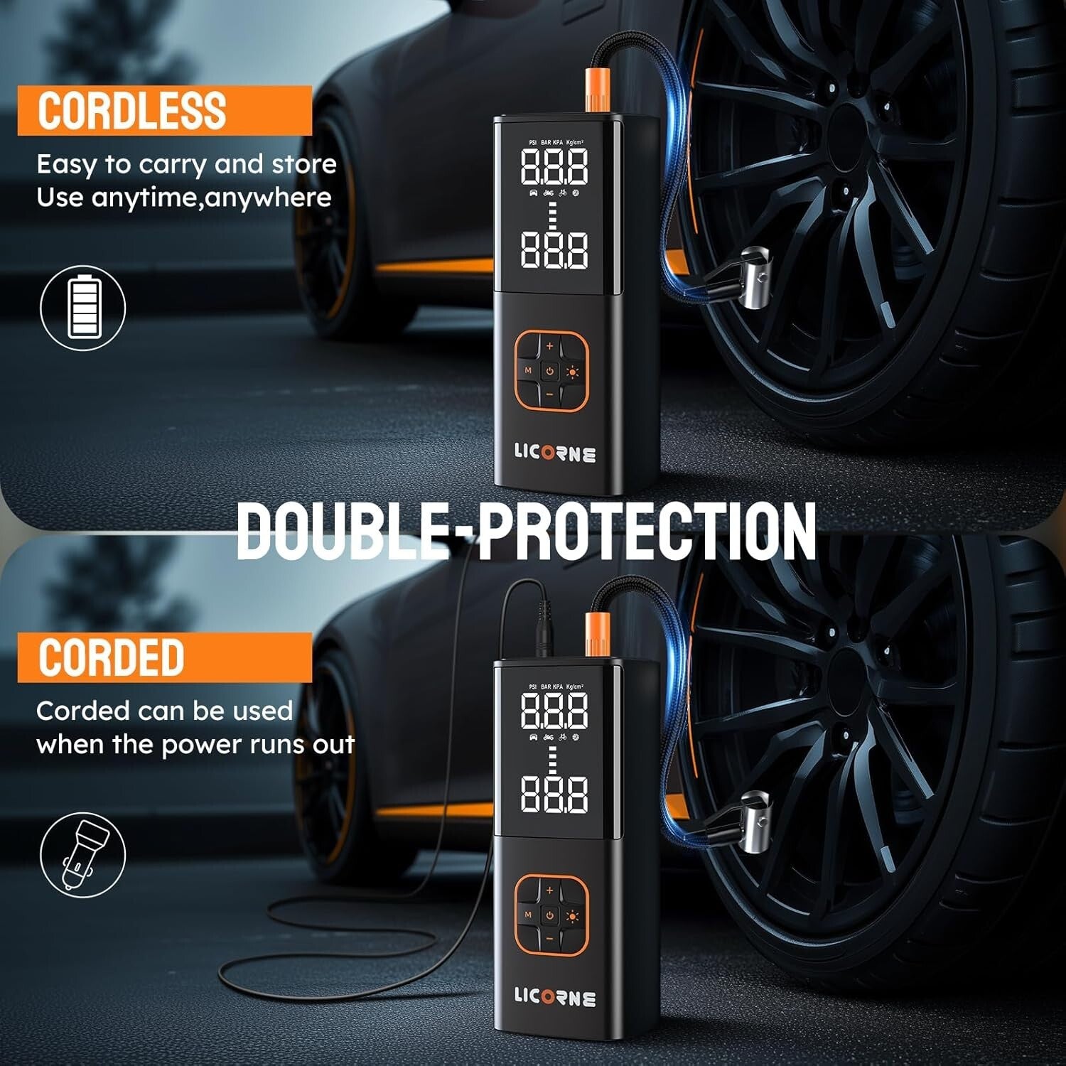 Rechargeable Tire Inflator with Digital Gauge - Ideal for Cars & Sports Balls