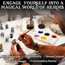 Load image into Gallery viewer, Bulk DND Miniatures - 68 Paintable 28mm-32mm Fantasy Figures for RPG Gameplay