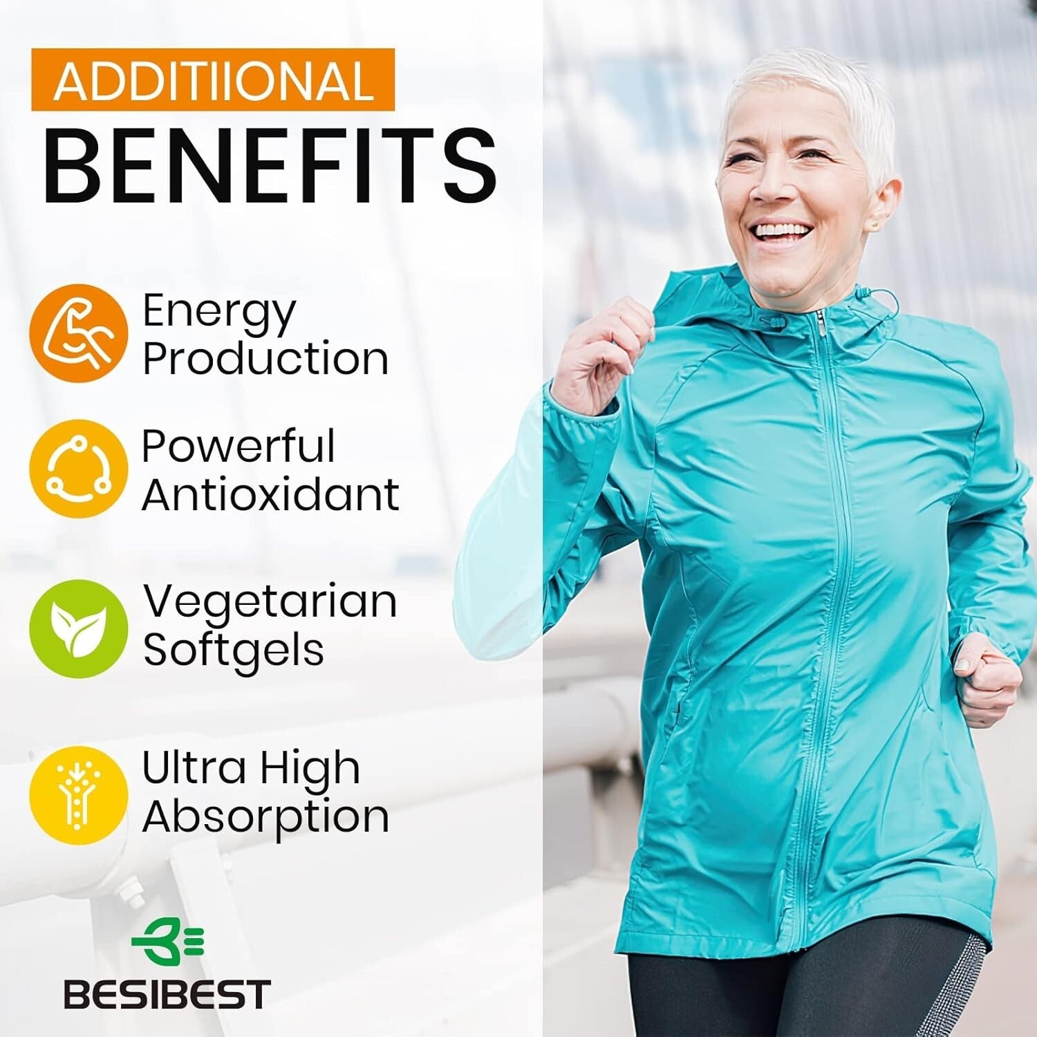 1000mg Vegan Liposomal CoQ10 - Powerful Antioxidant for Heart & Brain Support