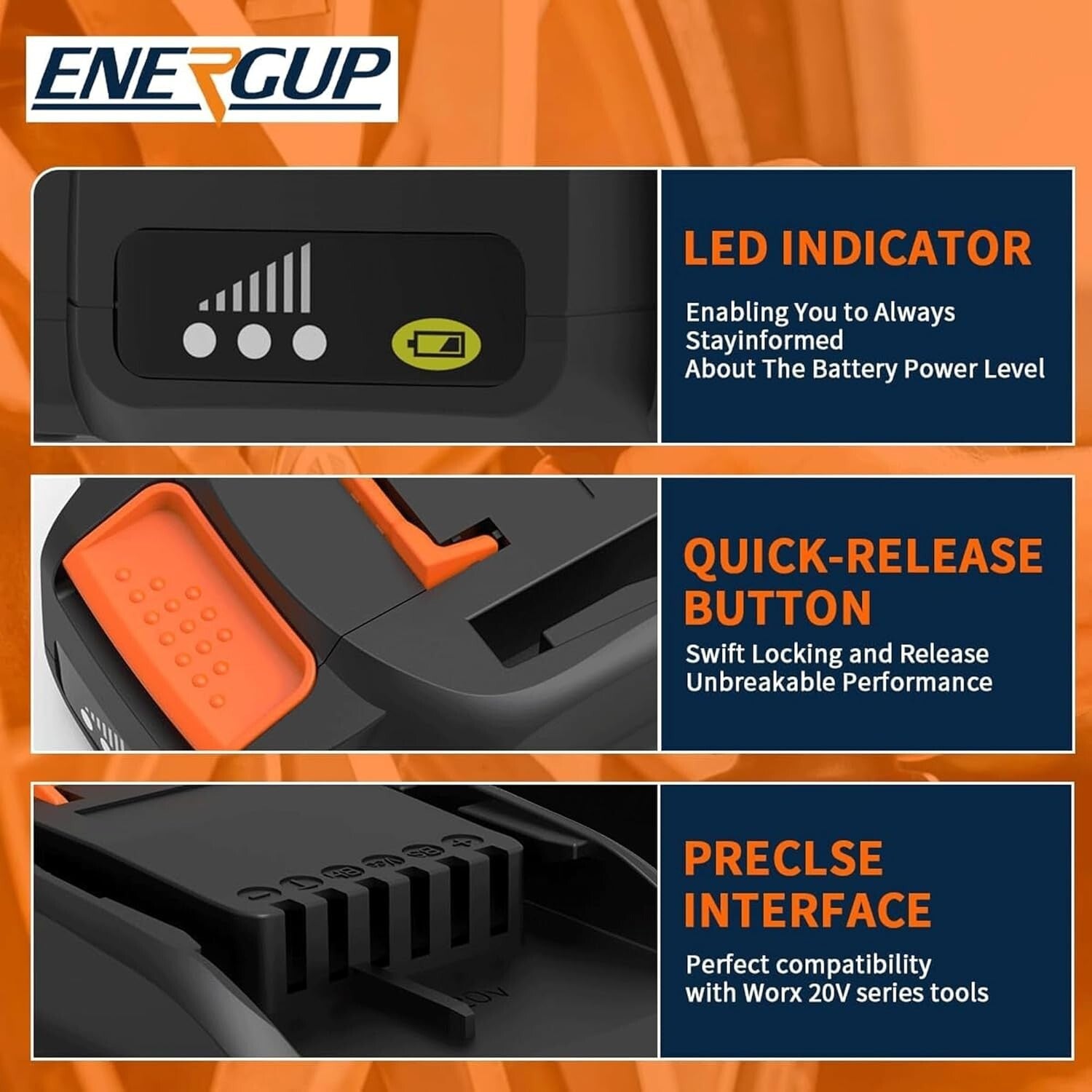 Battery & Charger Combo for Works 20V Tools – Certified & Lightweight Design