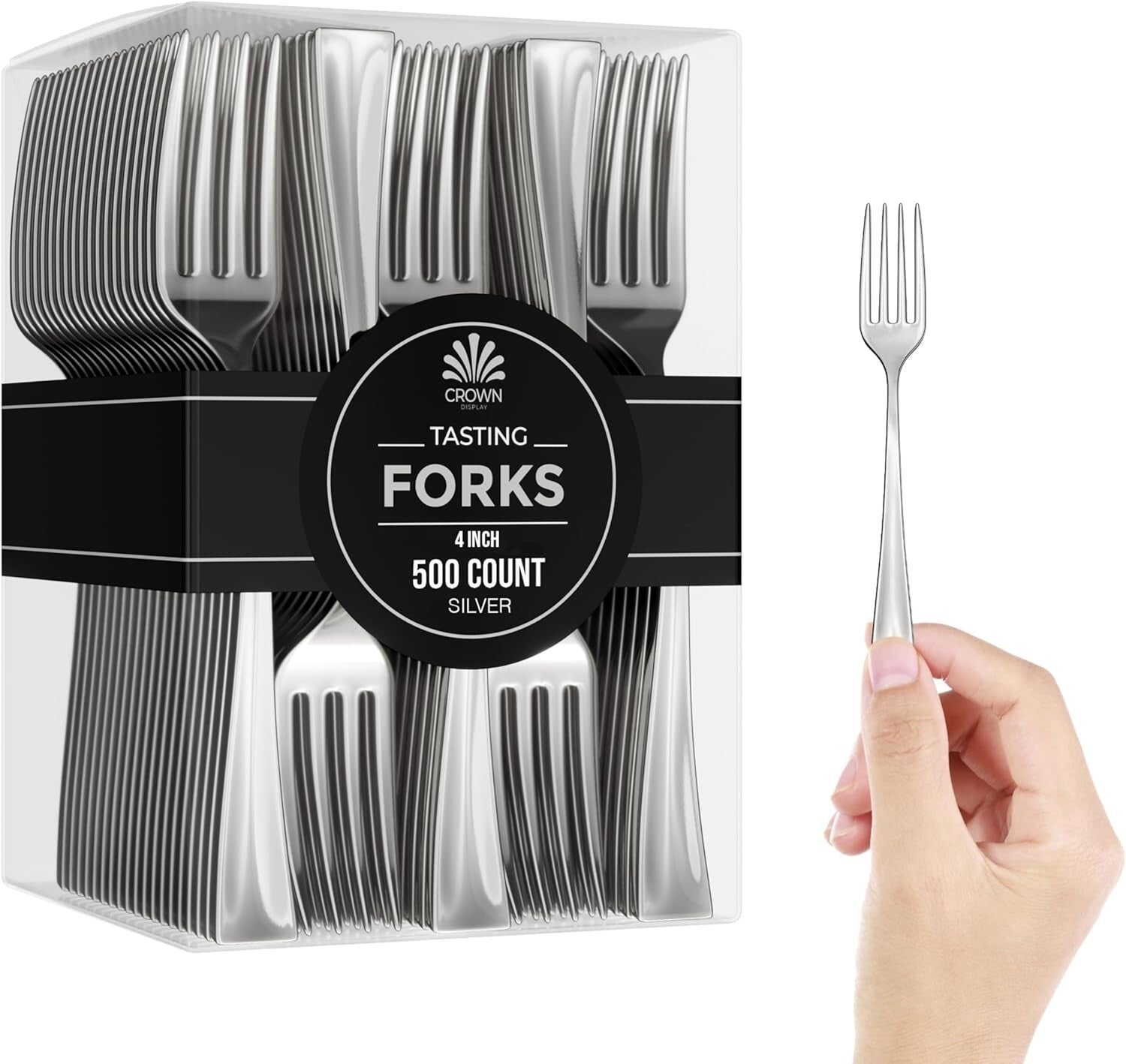 Bulk Pack of 500 Mini Disposable Silver Forks - Elegant 4-inch Dessert Utensils
