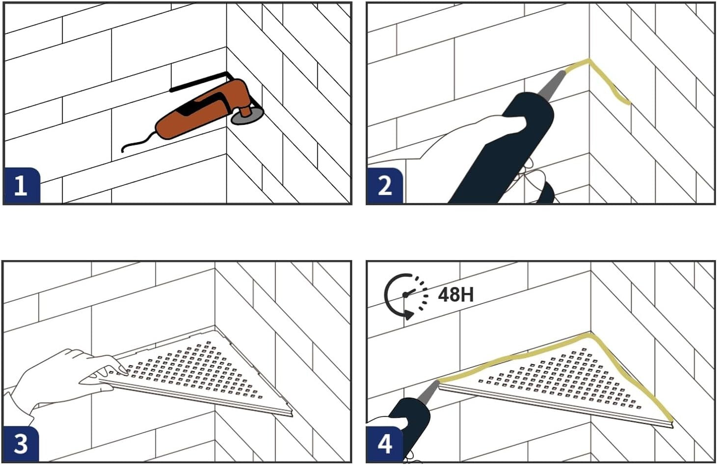Durable Matte Black Corner Shower Shelves - Stylish 2 Pack for Modern Bathrooms