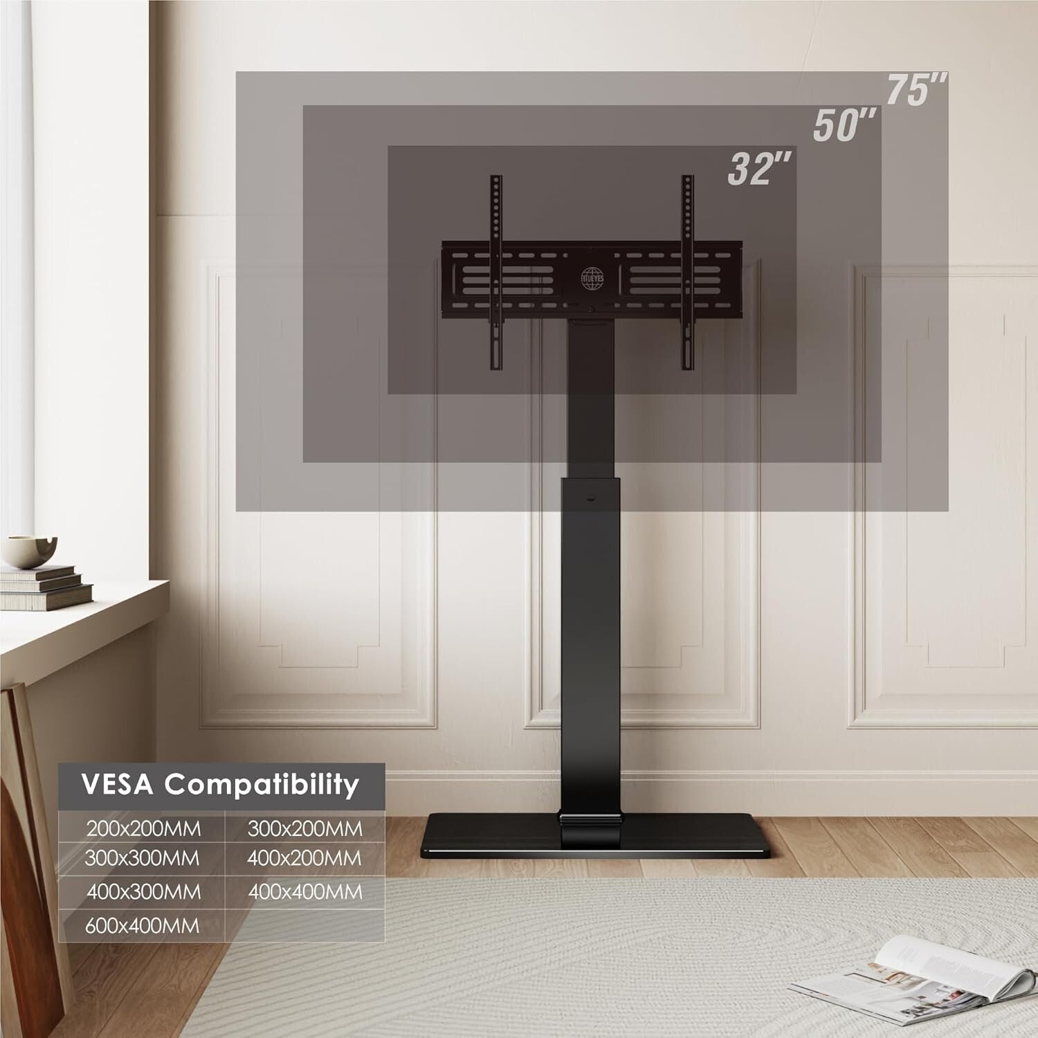 Elegant Swivel TV Stand with Cable Management for 32-75 Inch Flat/Curved Screens