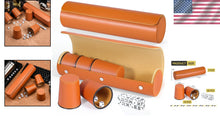 Load image into Gallery viewer, Quiet Felt-Lined Leather Dice Cups with Exclusive Storage - 2 Pack in Orange