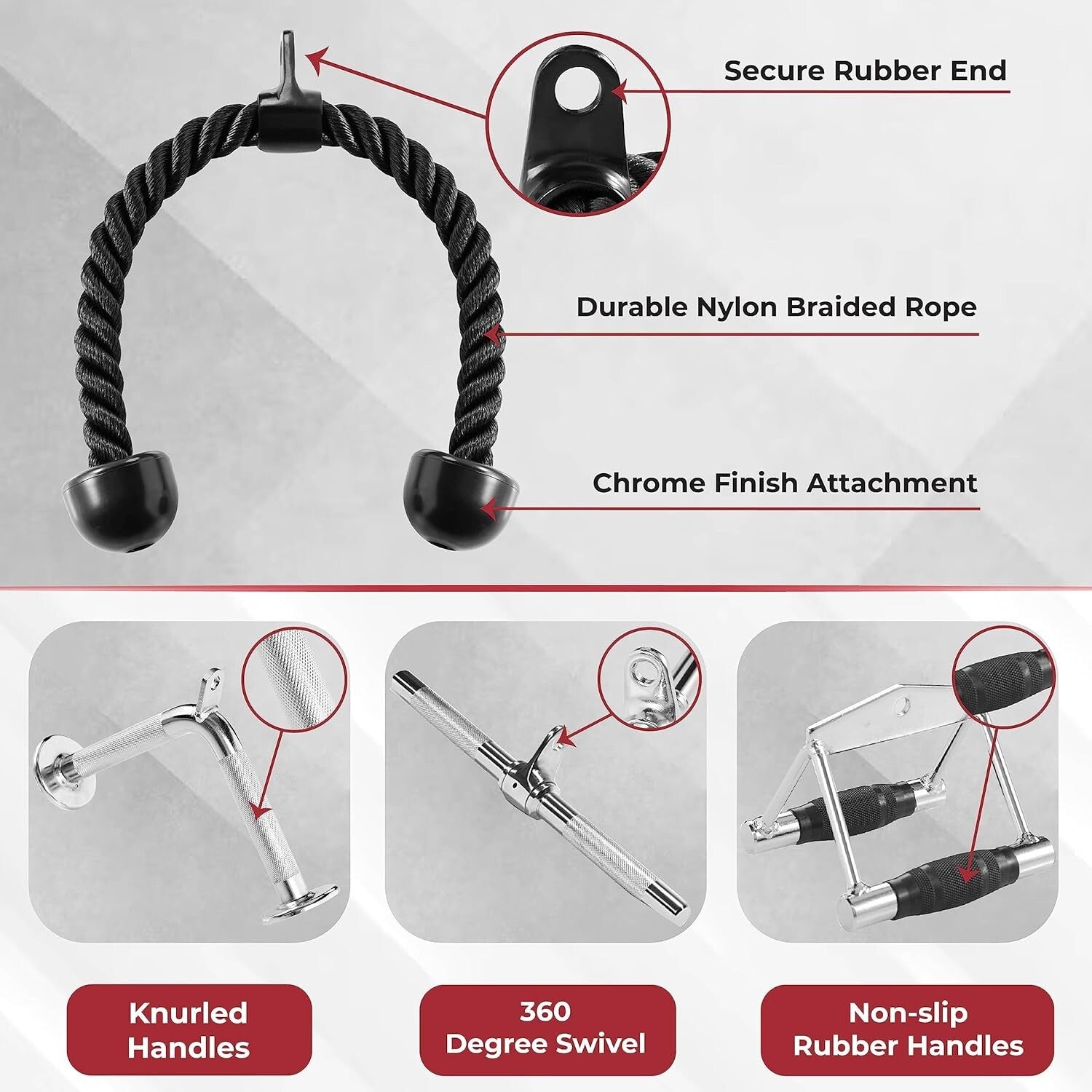 Versatile Tricep Press Down Cable Machine Attachment Set for Home Gym Workouts