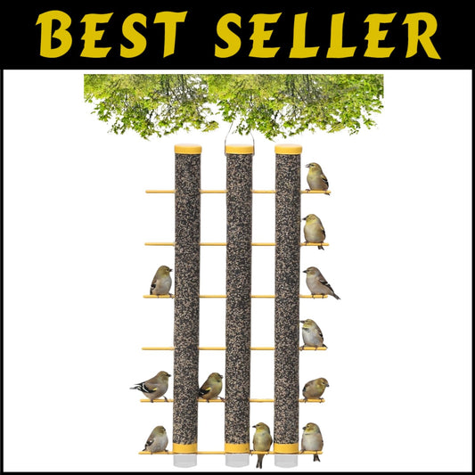 Heavy-Duty 3 Tube Finch Feeder with 24 Feeding Perches - Durable and Easy Clean