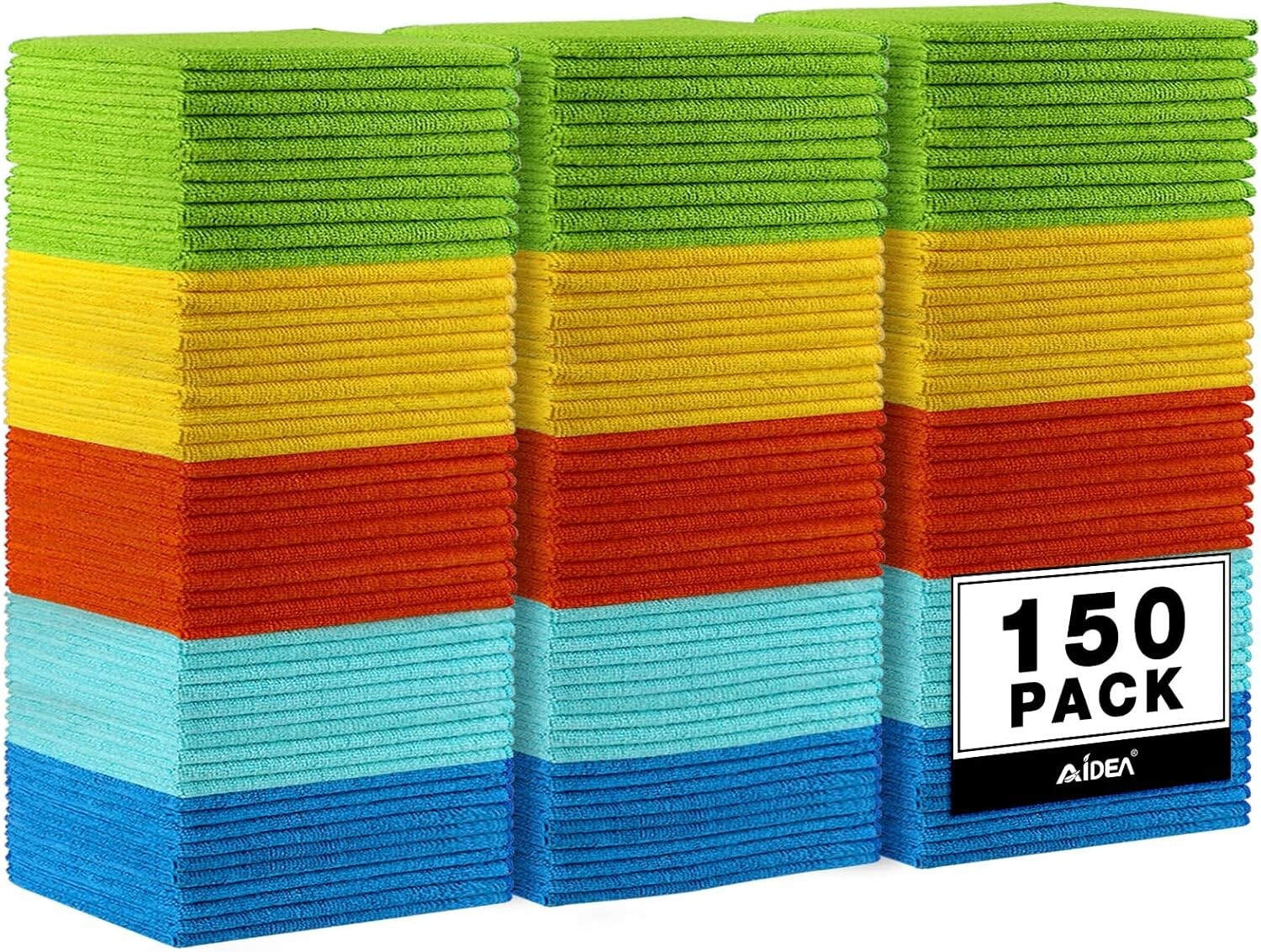 Durable Microfiber Cleaning Rags - 150PK Absorbent Towels for All Surfaces