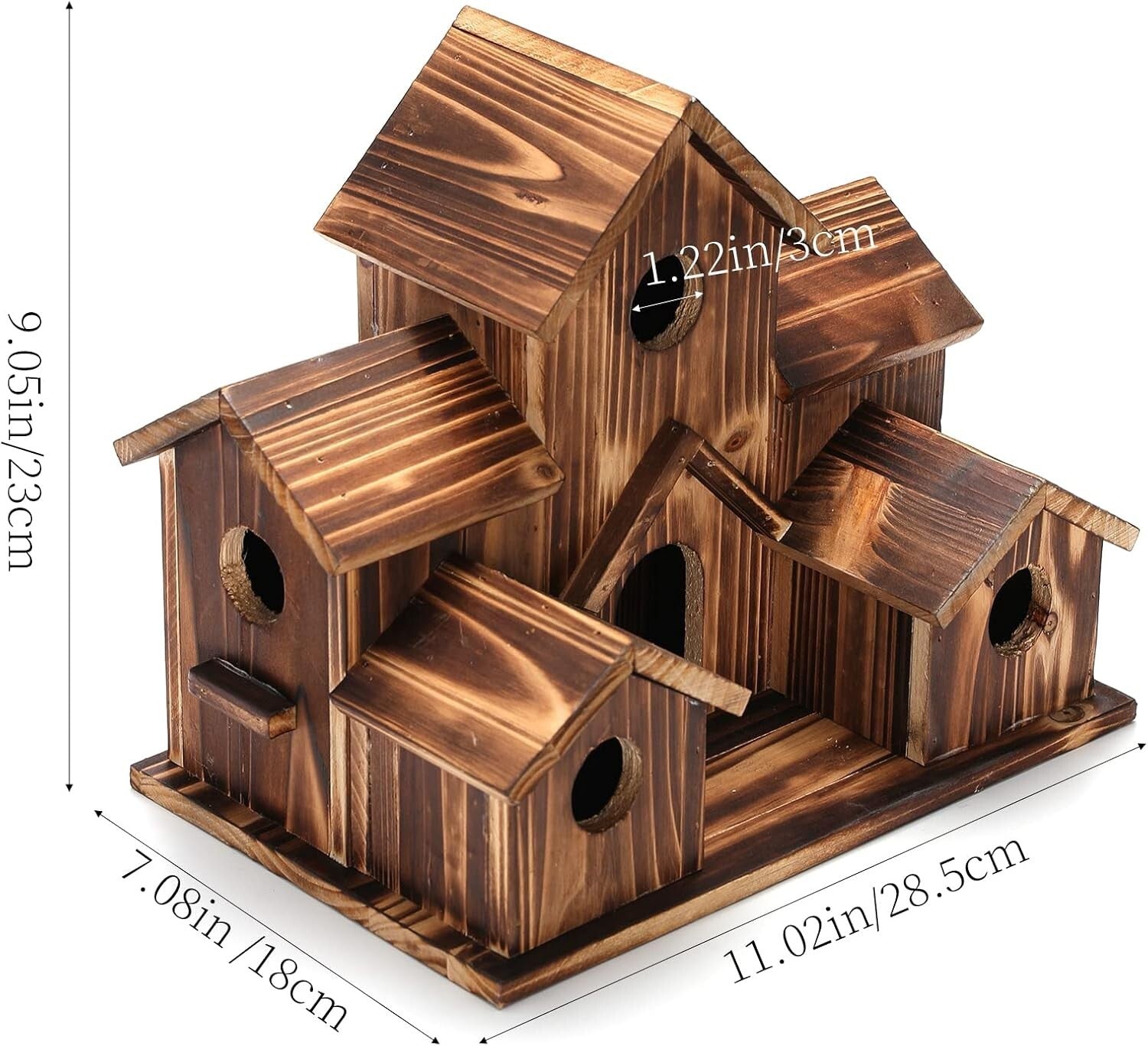 Durable Large Birdhouse for Garden – Accommodates 6 Families in Natural Cedar