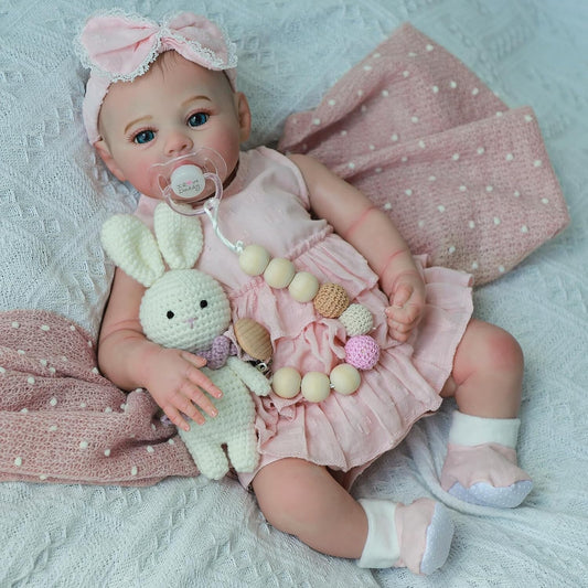 Lifelike 18-Inch Reborn Doll Girl - Soft Weighted Baby Gift Set in Meadow Pink