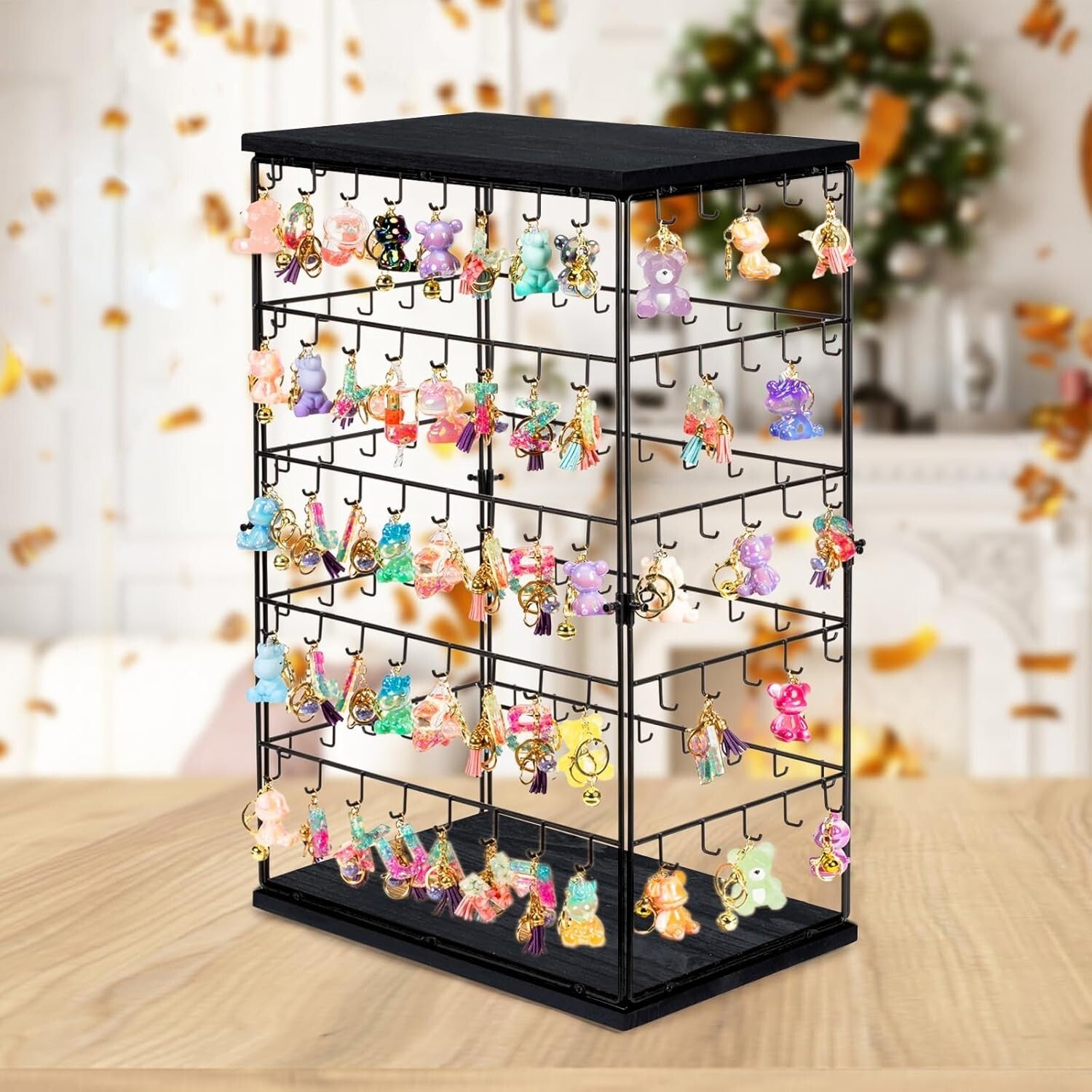 Rustic Earring Display Stand with 130 Hooks - Large Jewelry Organizer Tower