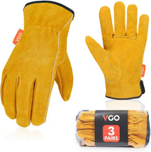 Load image into Gallery viewer, Multi-Purpose Heavy Duty Leather Work Gloves - Puncture-Resistant, Pack of 3