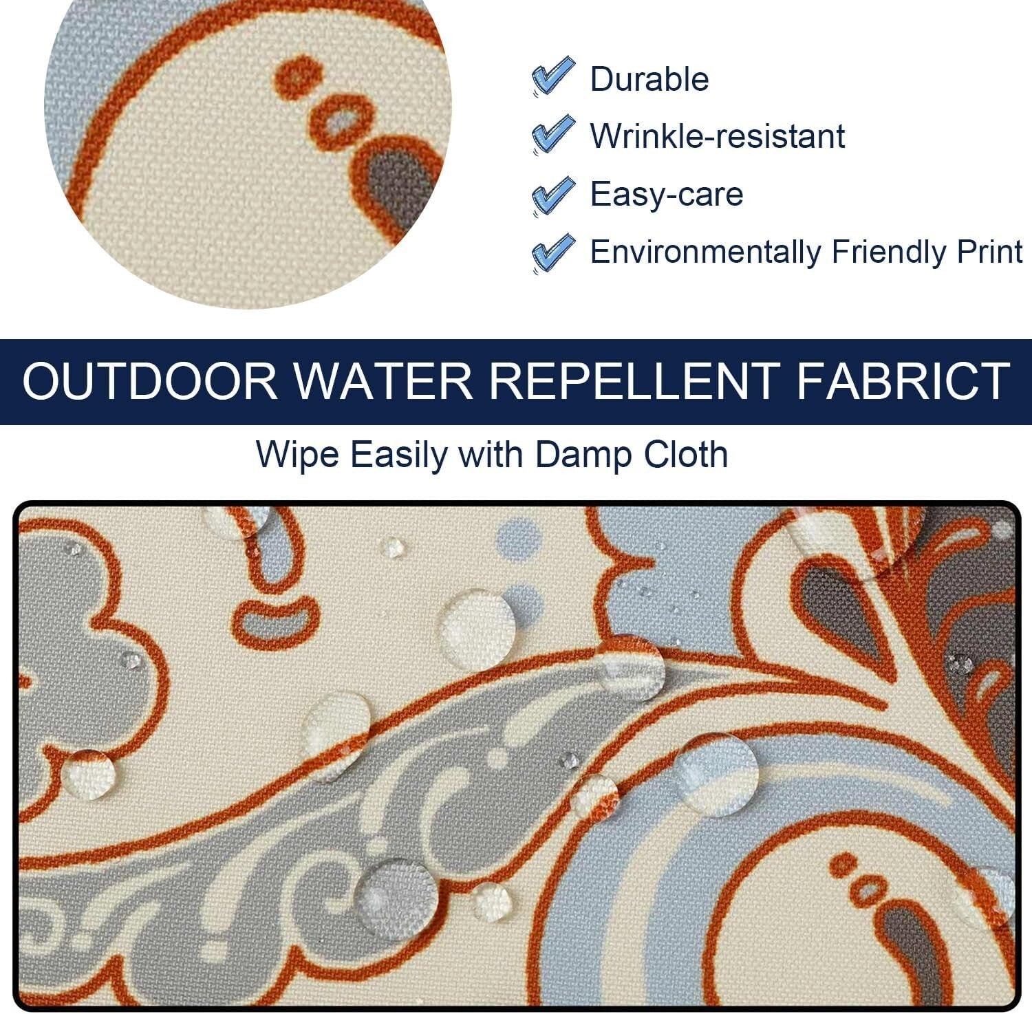 UV-Resistant Vintage Cushion Slip Covers with Ties - Fits 24x22x4 Inch Chairs