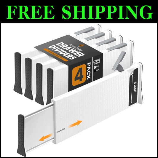 4-Pack Adjustable Deep Drawer Dividers - Expandable 13-22" for Home Organization