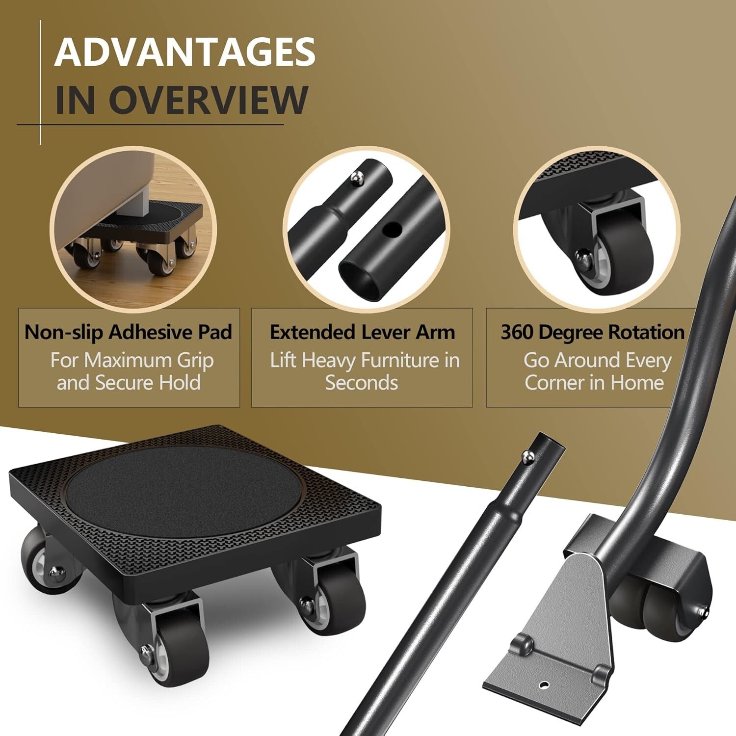 Lightweight Furniture Mover with 500 lb Load & Multi-Surface Compatibility