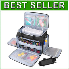 Load image into Gallery viewer, Black Sewing Machine Travel Case - Extra Protection with Multi-Storage Options