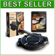 Load image into Gallery viewer, Durable 10-Inch Cast Iron Tortilla Maker with E-Book of 50 Delicious Recipes