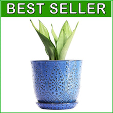 Load image into Gallery viewer, Elegant 10-Inch Ceramic Plant Pot with Drainage for Indoor &amp; Outdoor Beauty