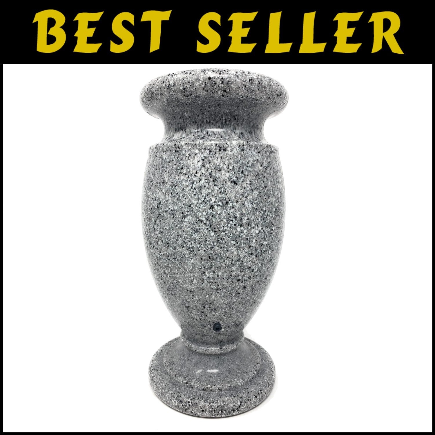 Light Grey Granite Memorial Vase for Headstone Flowers - Secure Spike Included