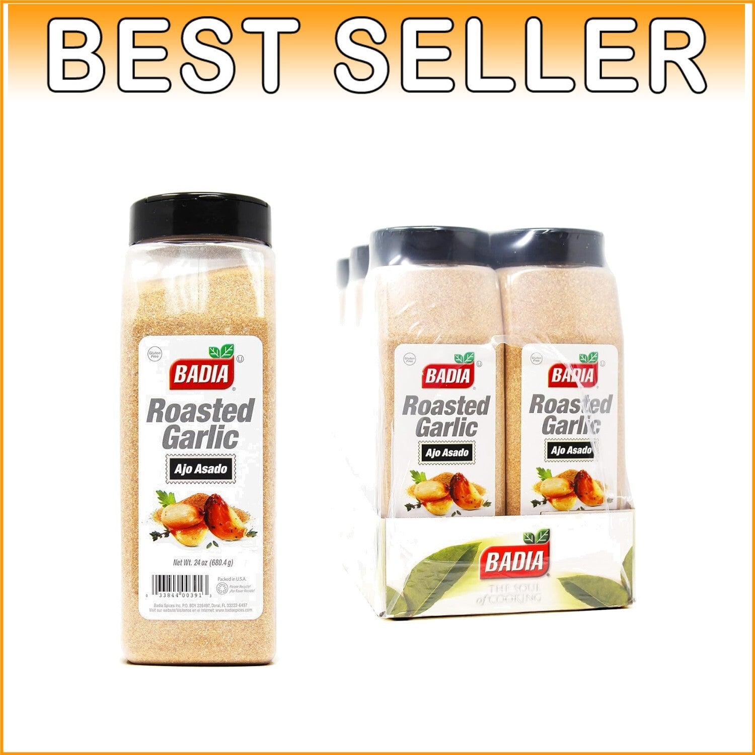 Authentic 24-Ounce Roasted Garlic Powder - 6 Pack for Home Chefs & Foodservice