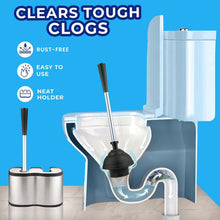 Load image into Gallery viewer, Elegant Stainless Steel Toilet Brush &amp; Plunger Set with Freestanding Canister