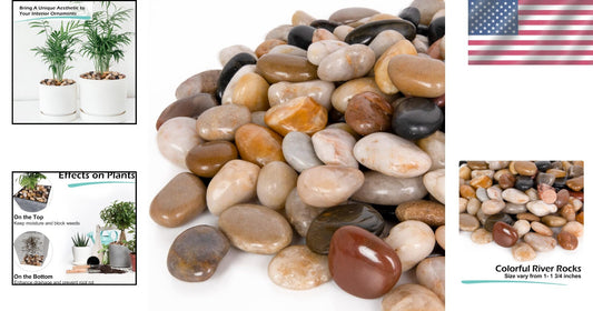 Natural Mixed Color 30lb Pebbles | Perfect Decorative Rocks for Home & Garden