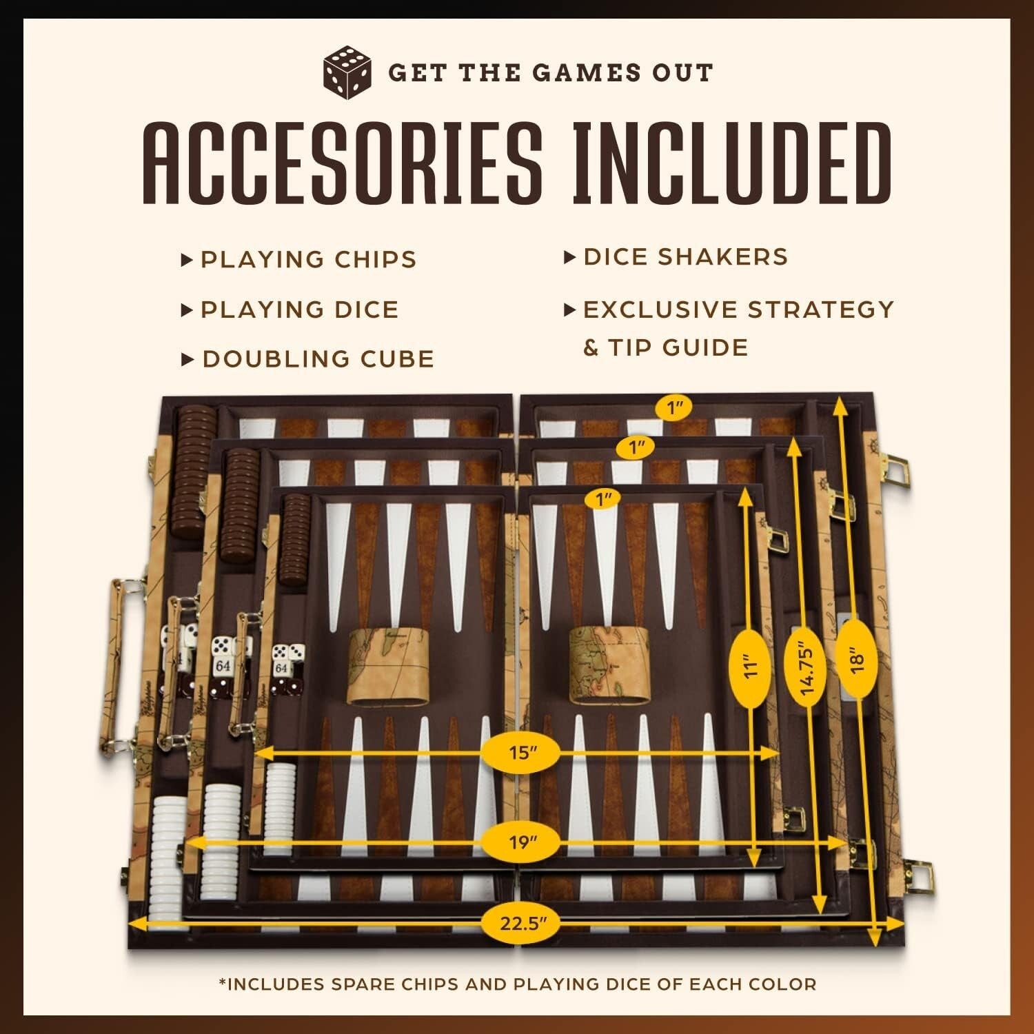 Classic Backgammon Set - Elegant Leatherette Case + Complete Guide Included