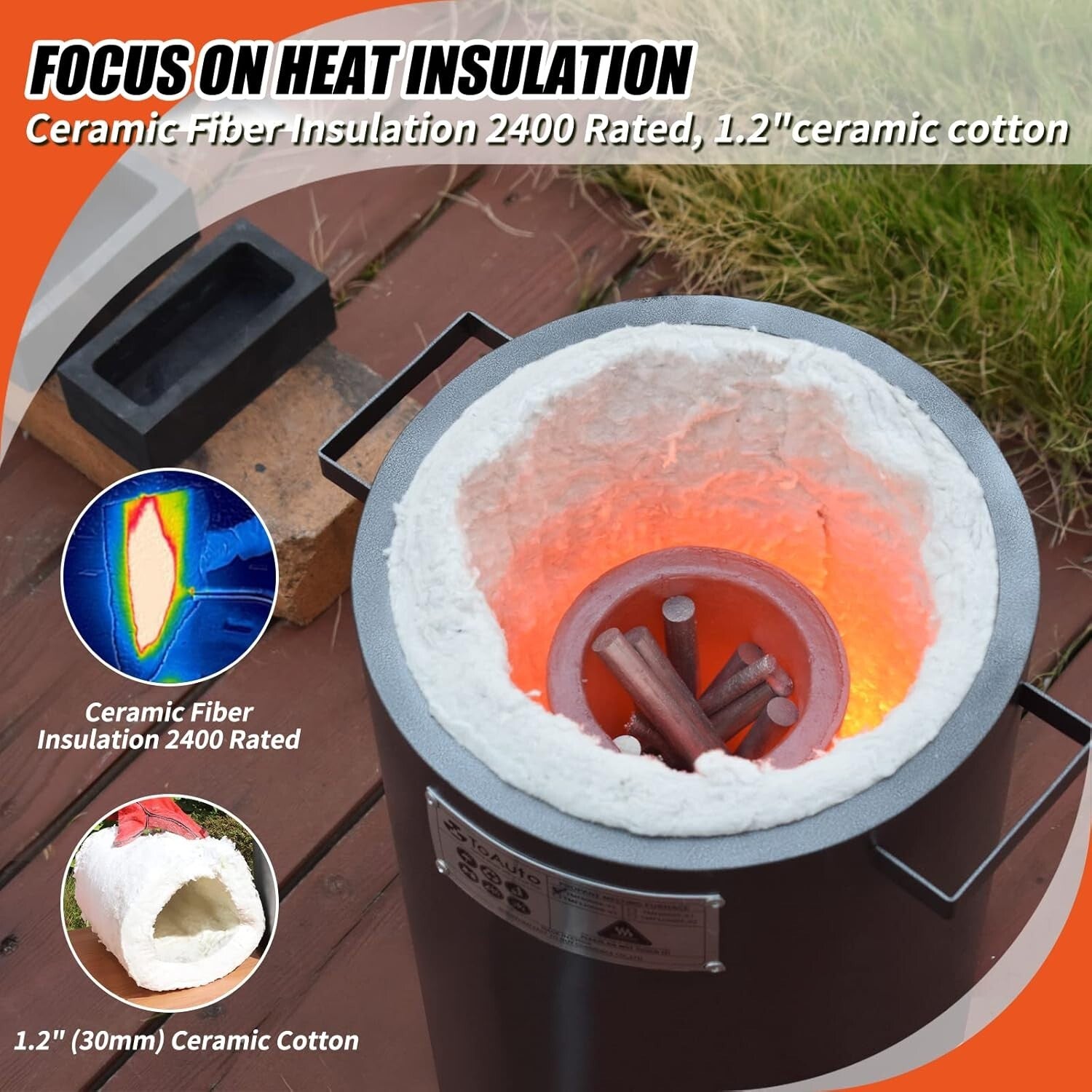 2023 Upgraded 6 KG Propane Melting Furnace with Graphite Crucible & 250,000 BTU