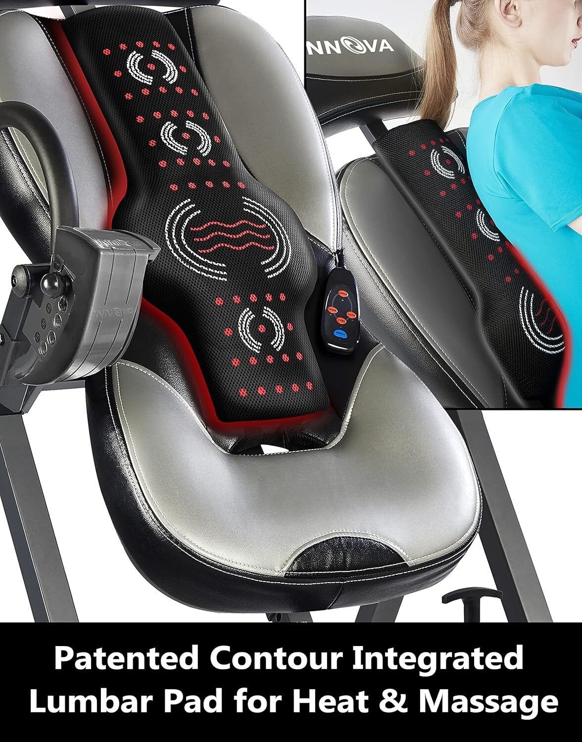 Adjustable Innova Inversion Table with Vertical Massage & Heat - 300 lb Capacity