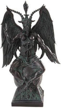 Load image into Gallery viewer, Elegant Black Baphomet on Faux Stone Pedestal - Artistic Gothic Statement Piece