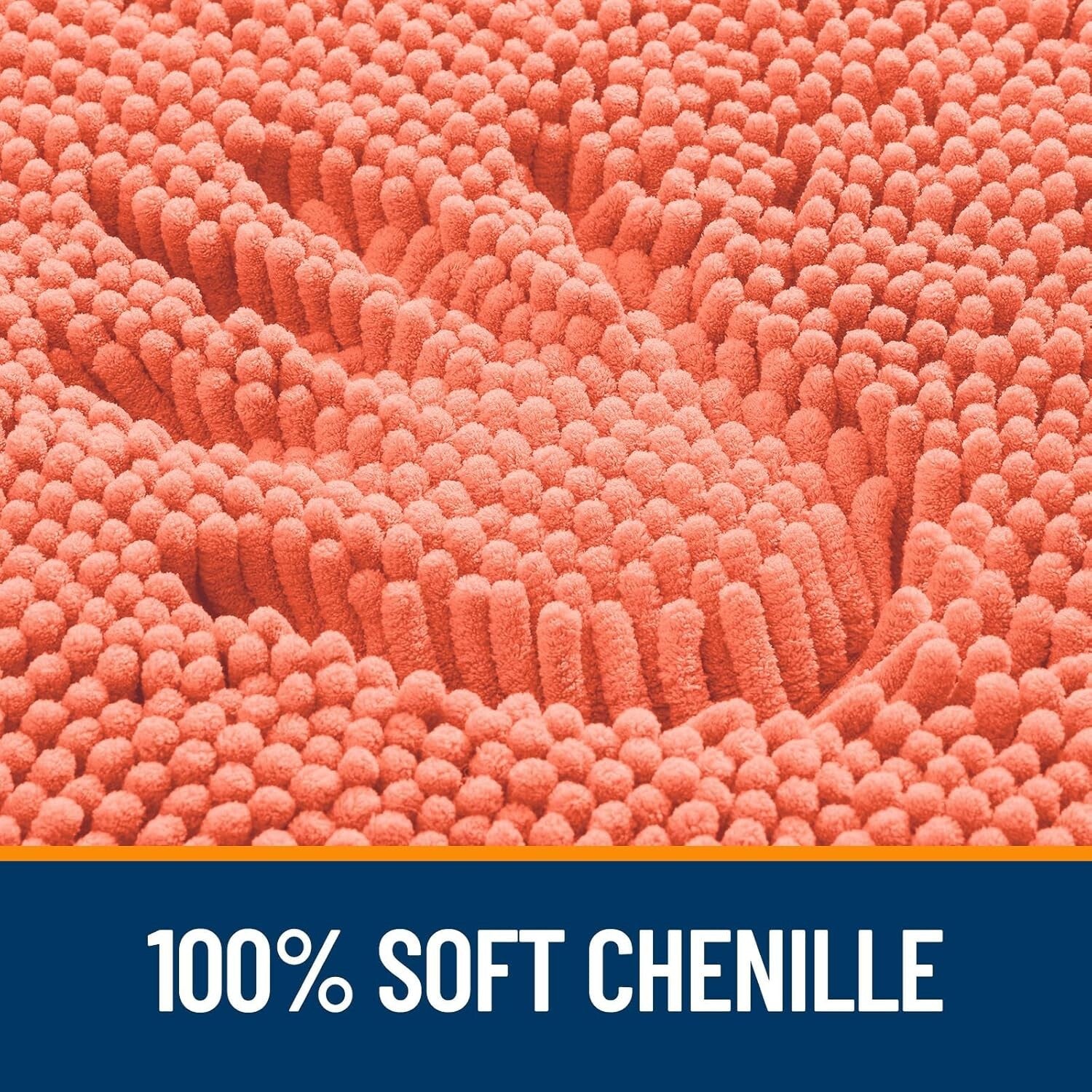 47x24 Modern Coral Chenille Bath Mat - Ultra-Absorbent & Fast-Drying Design
