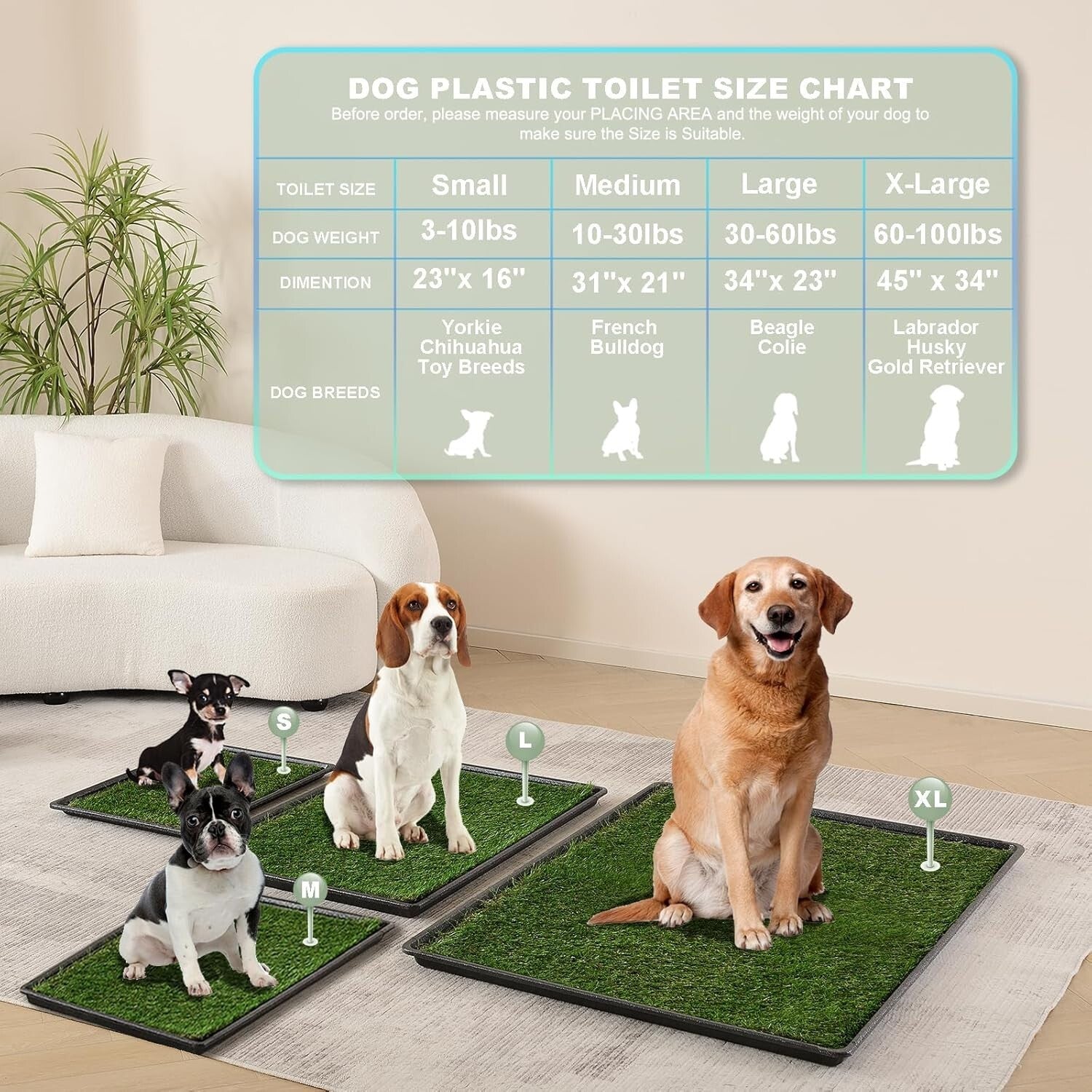 Spacious Indoor-Outdoor Dog Toilet: Ultra-Absorbent Grass Pad for Large Breeds