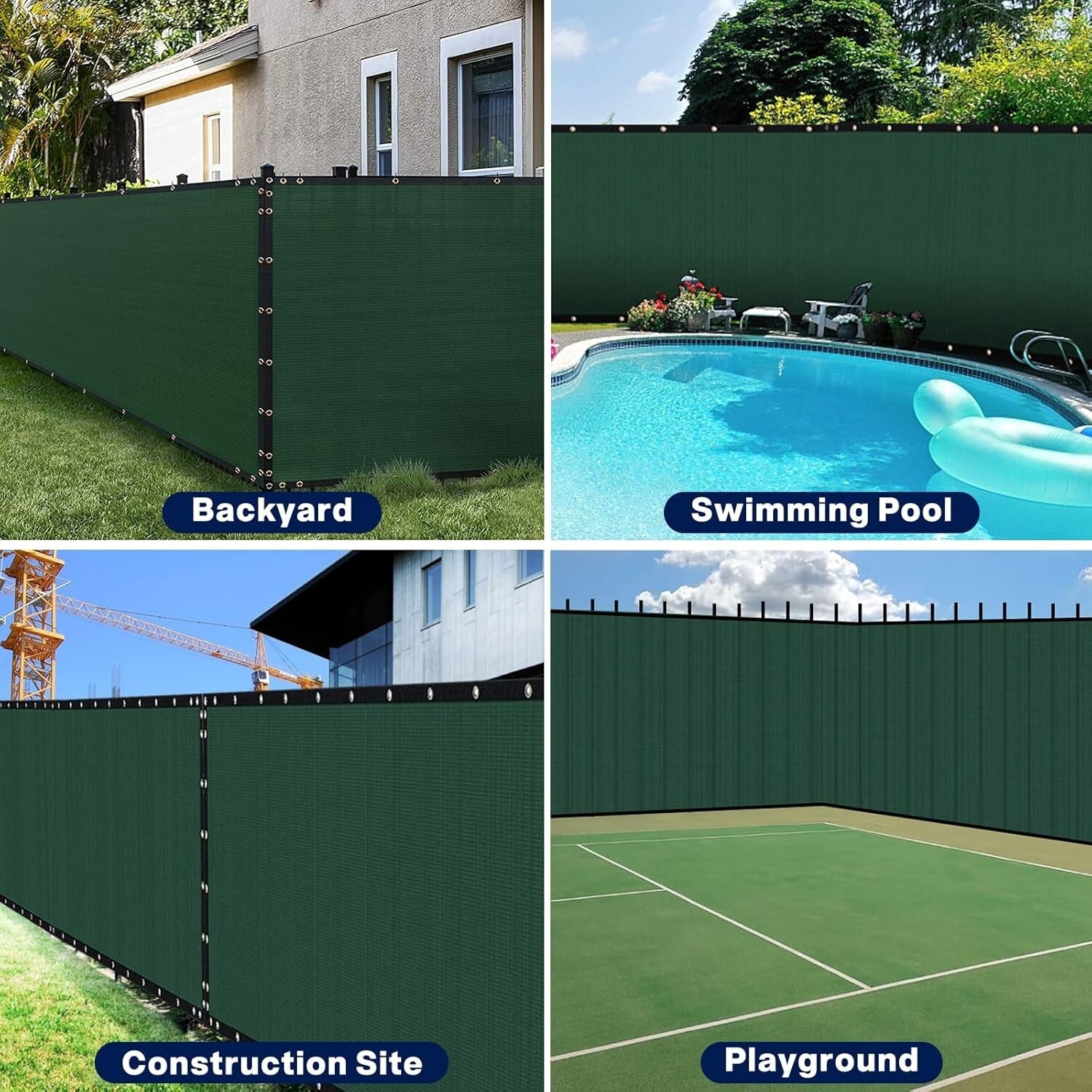 Commercial-Grade 5x50ft Green Fence Cover with Cable Ties - Heavy Duty