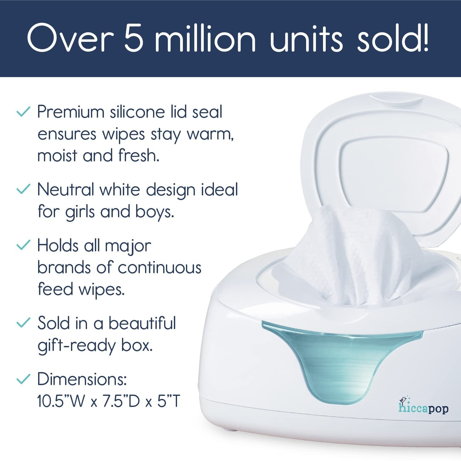 Elegant Baby Wipe Warmer with Silicone Seal & Gentle Changing Light - Gift Ready