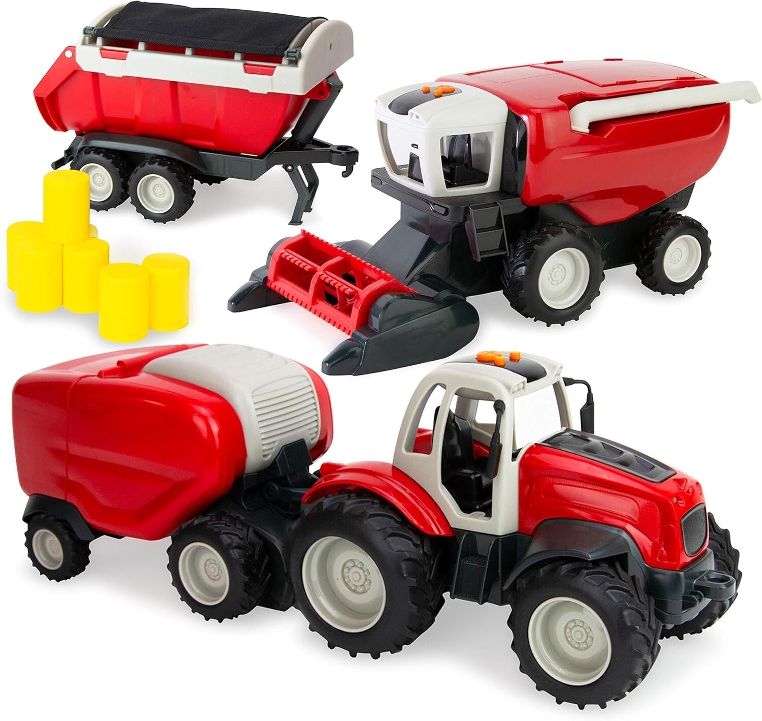 Farm Toy Tractor & Harvester Playset - 18 Pc Interactive Learning Fun for Kids