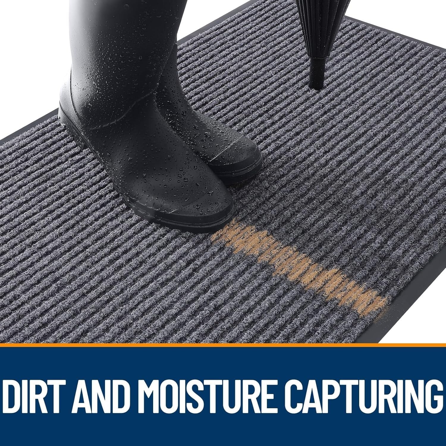 Waterproof Heavy Duty Doormat with Stripe Pattern - Easy Clean & Fade Resistant