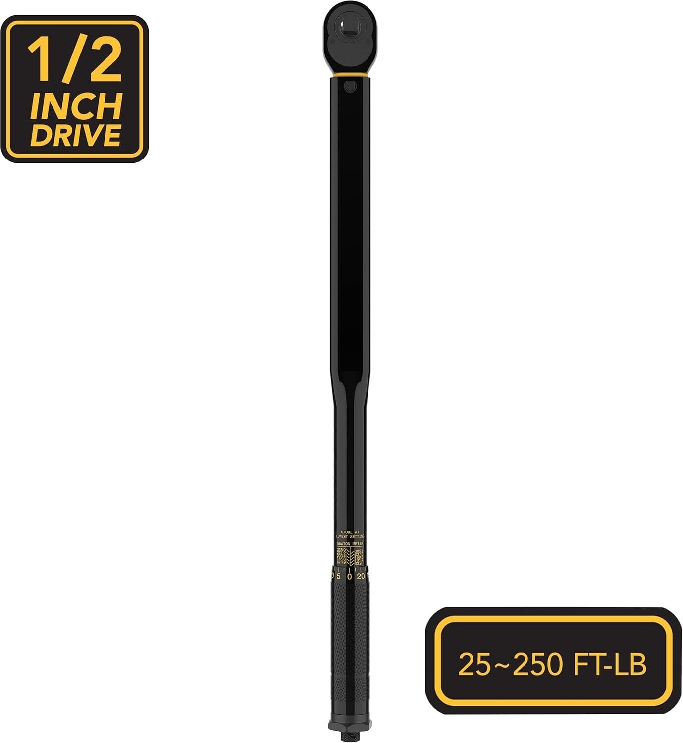 Electro-Black Finished 1/2-Inch Drive Torque Wrench - 338.9 Nm Performance Tool