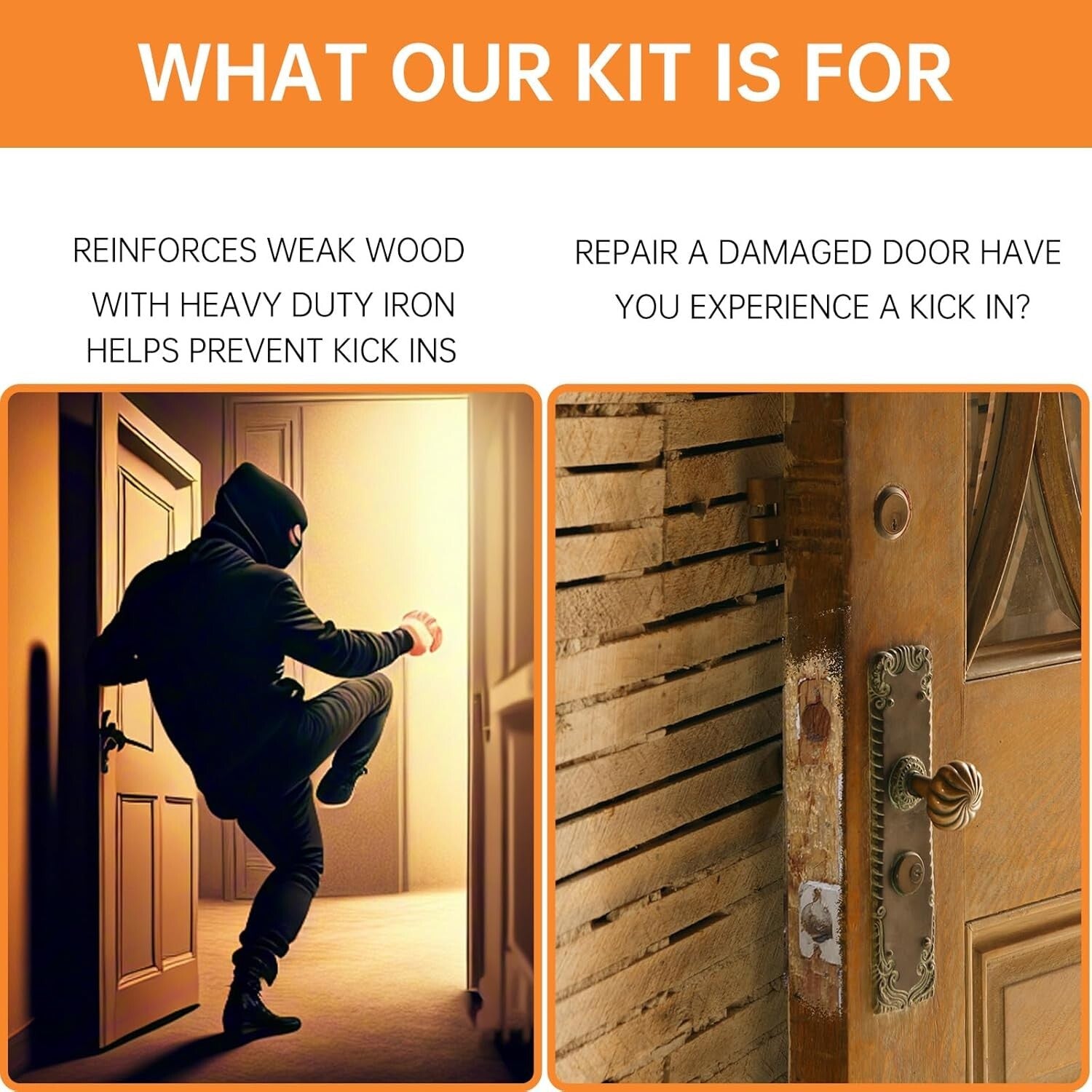 Corrosion-Proof Door Jamb Reinforcement Kit with Sturdy Latch & Hinge Shields